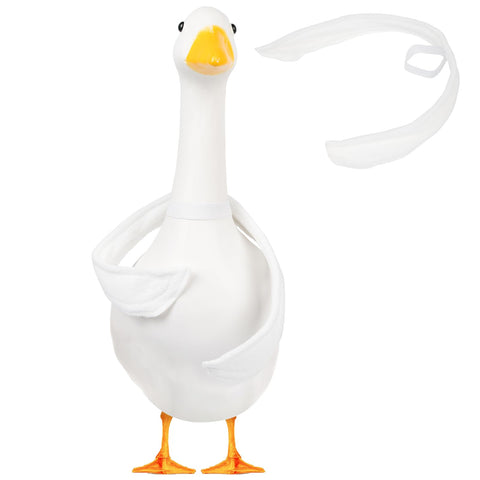 Kedaijin poseable goose wings on porch setup, adding lifelike depth.