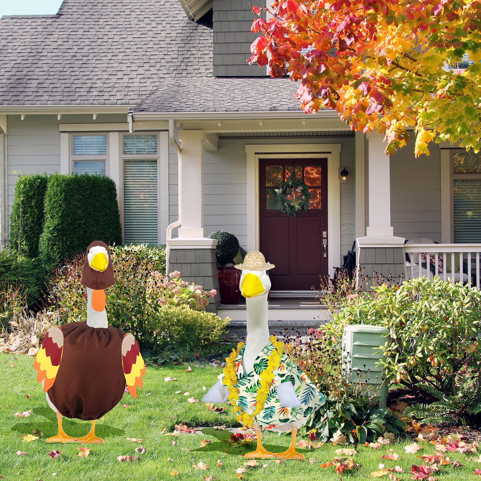 Kedaijin st-patrick-goose-costume adds playful green accents to your yard.