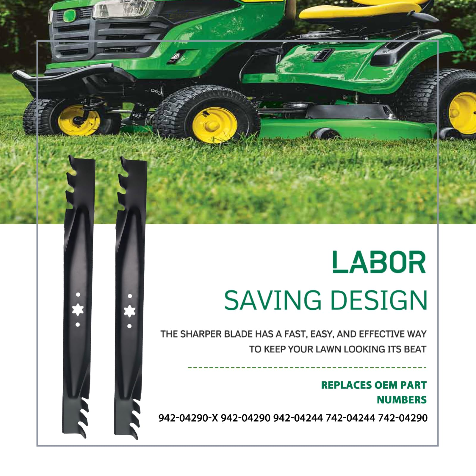 KEDAKEJI curve-toothed blade close-up highlighting efficient mulching