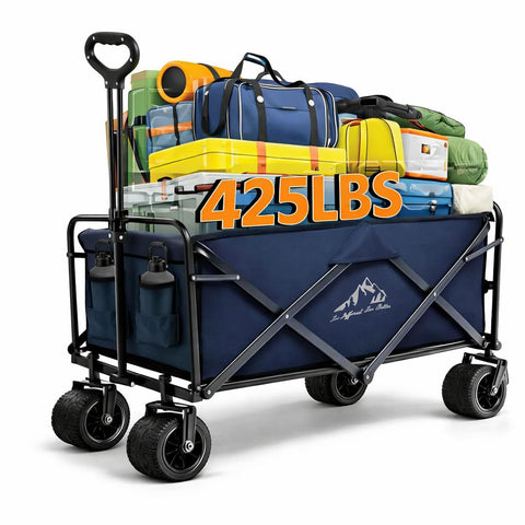 KEDY heavy-duty wagon front view in blue showing large cargo space.
