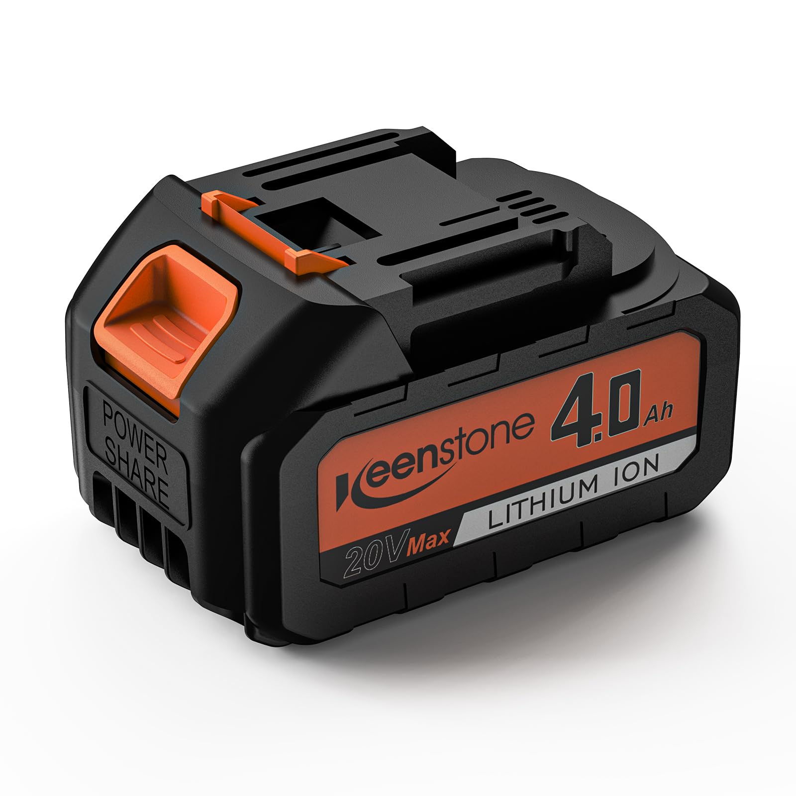 Keenstone 20V 4.0Ah battery pack front view for long cordless power.
