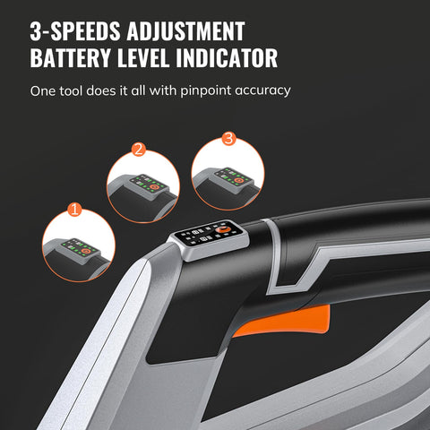Keenstone Leaf Blower smart control panel displaying speeds and battery status for precise control