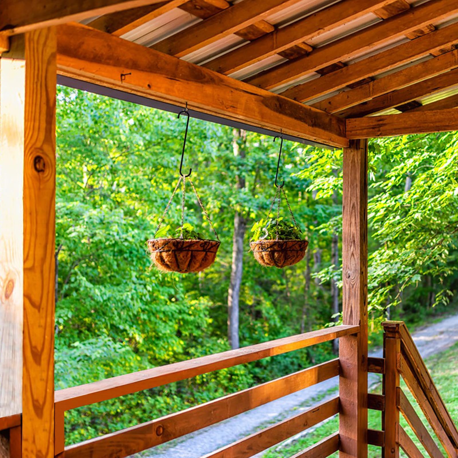 KEEPFFYE rust-resistant S hooks for pergola and balcony setups.