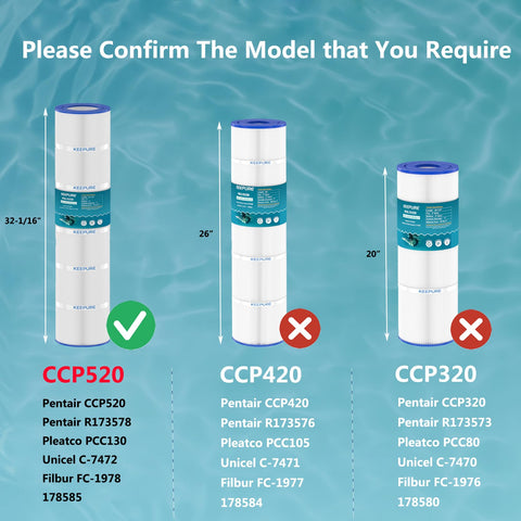 KEEPURE CCP520 in-box packaging showing quick replacement for pool maintenance.