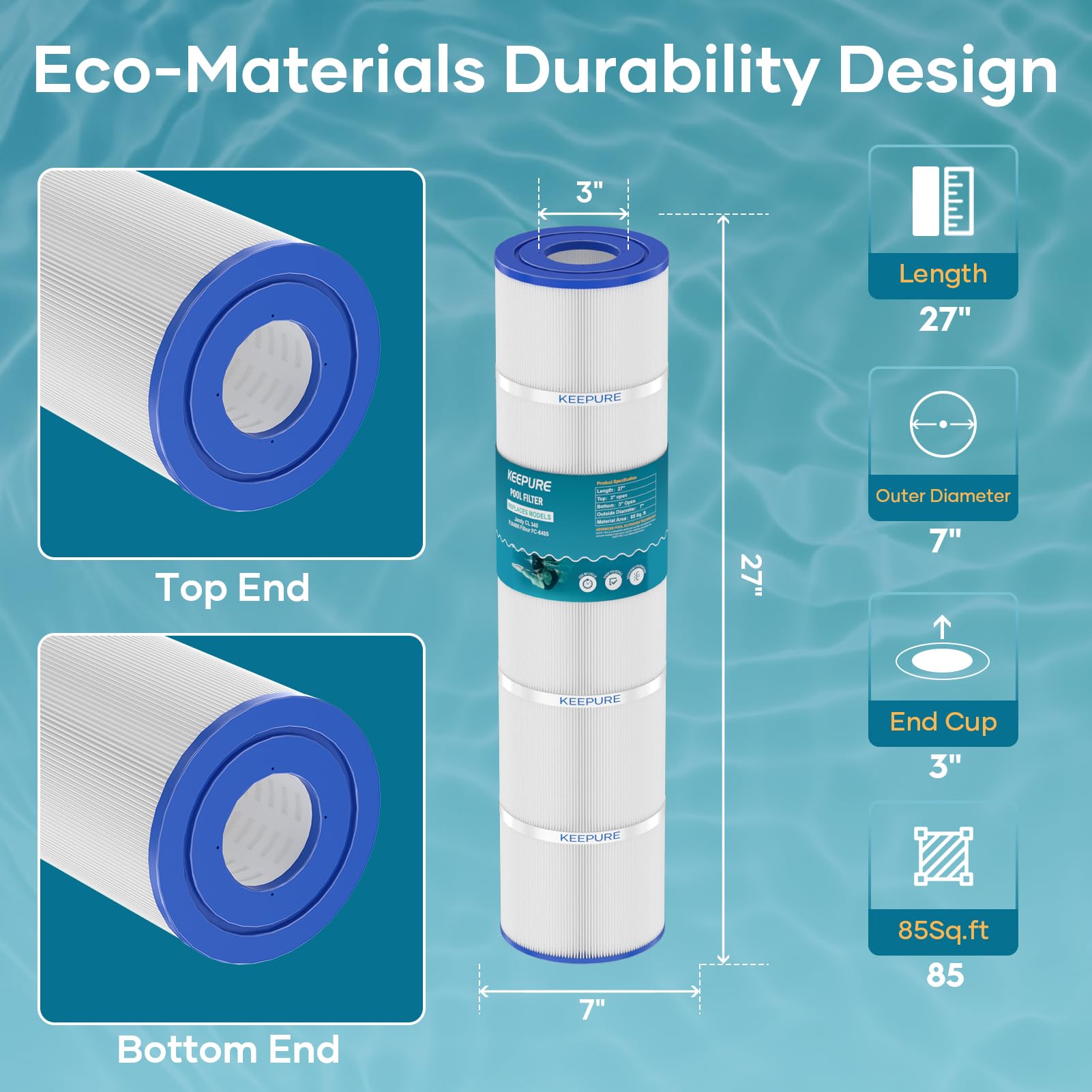 KeePure trilobal filter fabric closeup showing durable media.