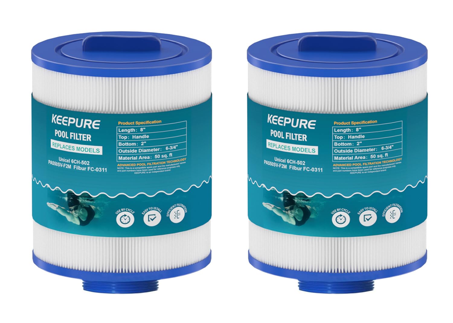 KEE PURE pas50sv-f2m two-pack filter front view for Artesian Spas.