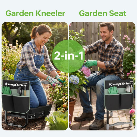 KeepTrim garden kneeler seat mode provides stable seating for long tasks
