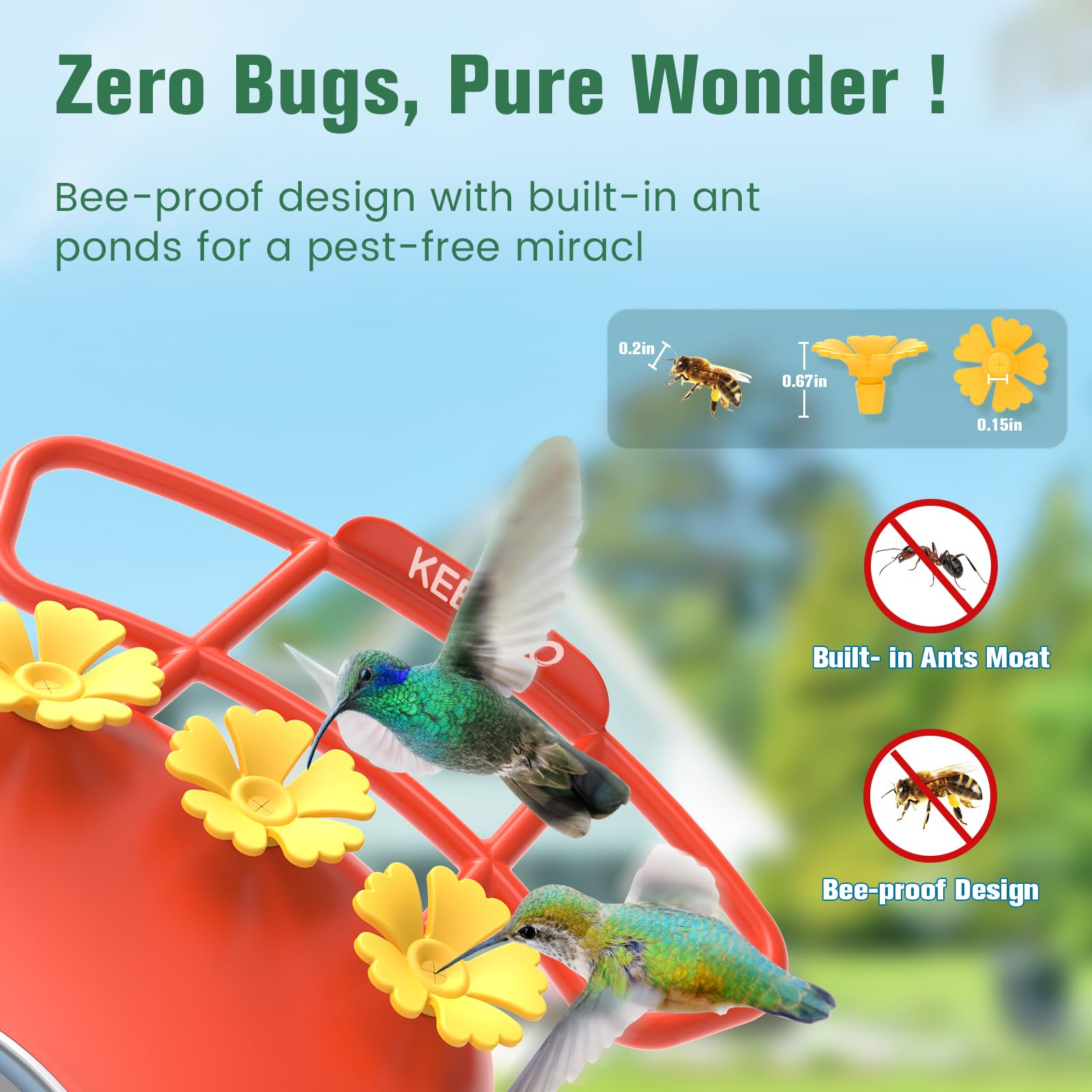 KEEPYOO anti-ant and anti-bee moat protects nectar from intruders