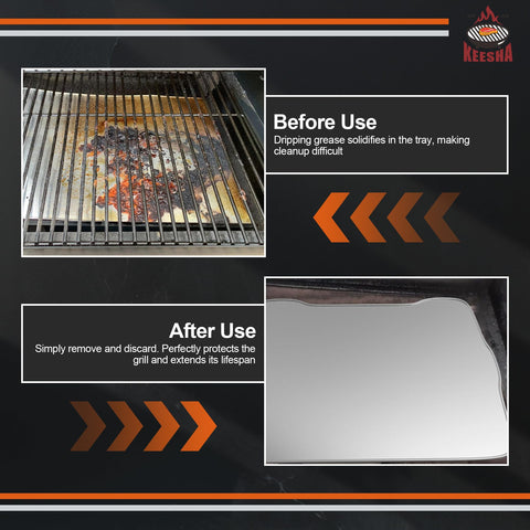 KEESHA disposable liner simplifies cleanup after grilling.