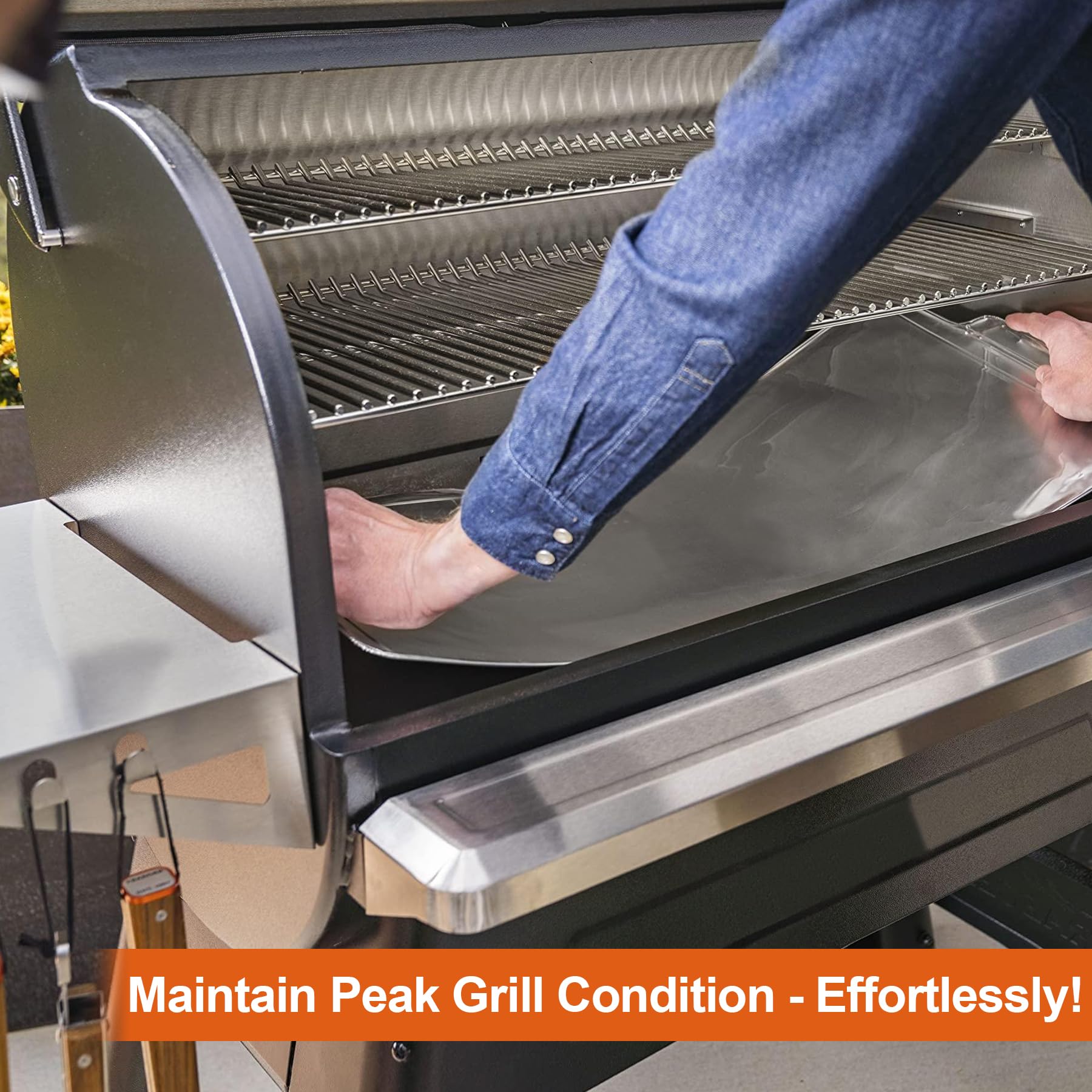 KEESHA grease-catching liner helps extend grill life.