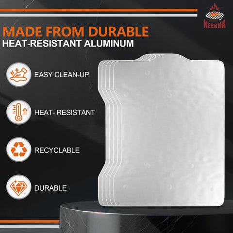 KEESHA heat-resistant aluminum liner catches grease safely.