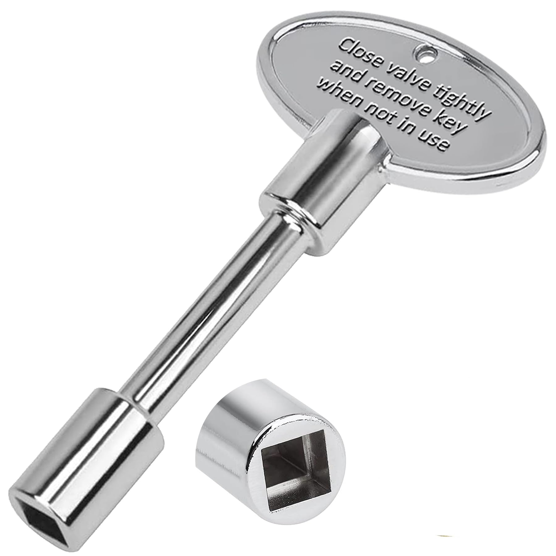KEESHA universal gas valve key in 3-inch form enables quick on/off access.