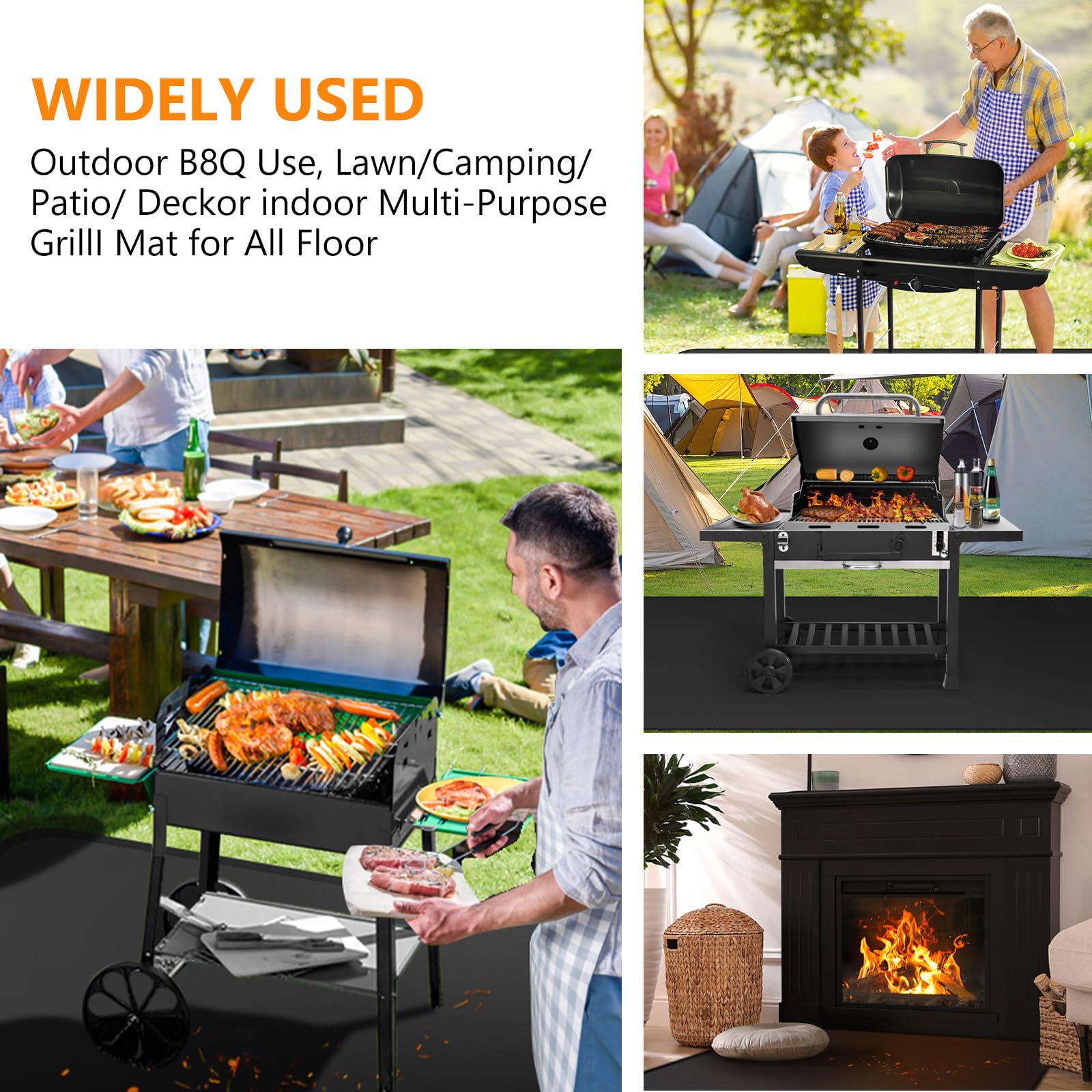 Keeswin grill mat guards deck, patio, and lawn from heat exposure.