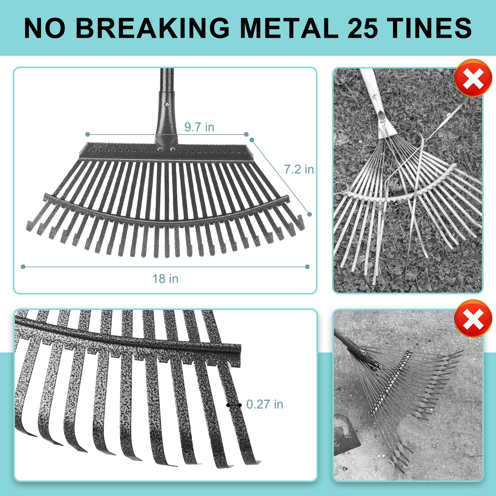 KeFanta rake with extended handle from 37 to 73 inches for comfortable reach.