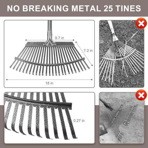 KeFanta Garden Leaf Rake anti-stick coating eases cleanup after use.