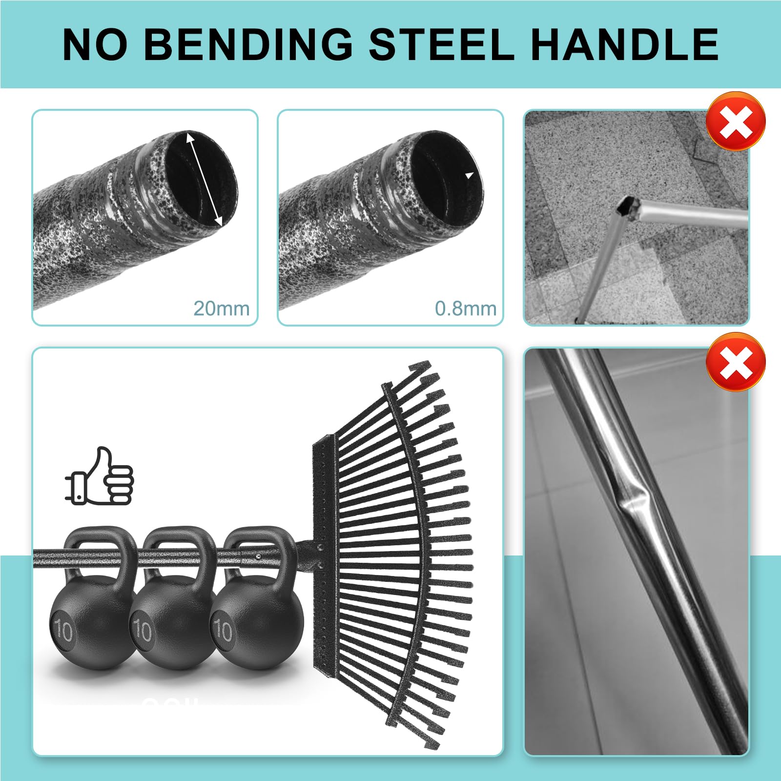 KeFanta sturdy metal head and handle resist bending and corrosion.