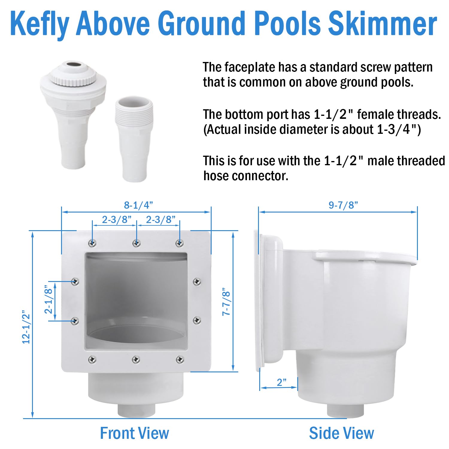 Kefly skimmer basket captures large debris to keep water clear