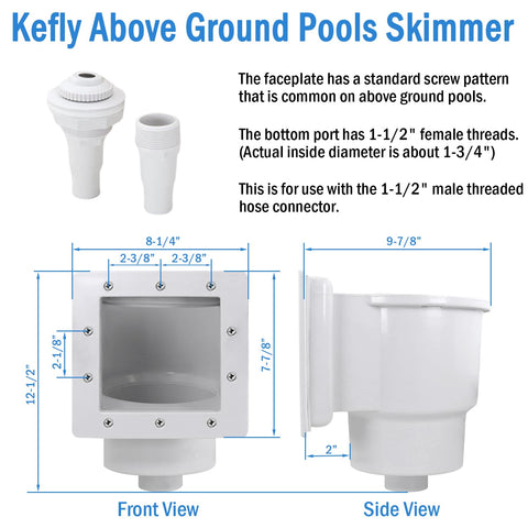 Kefly skimmer basket captures large debris to keep water clear
