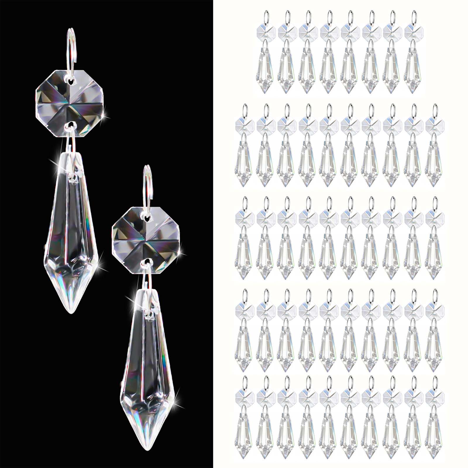 Kehail clear teardrop prism 2.4in enhances window sparkle and reflections