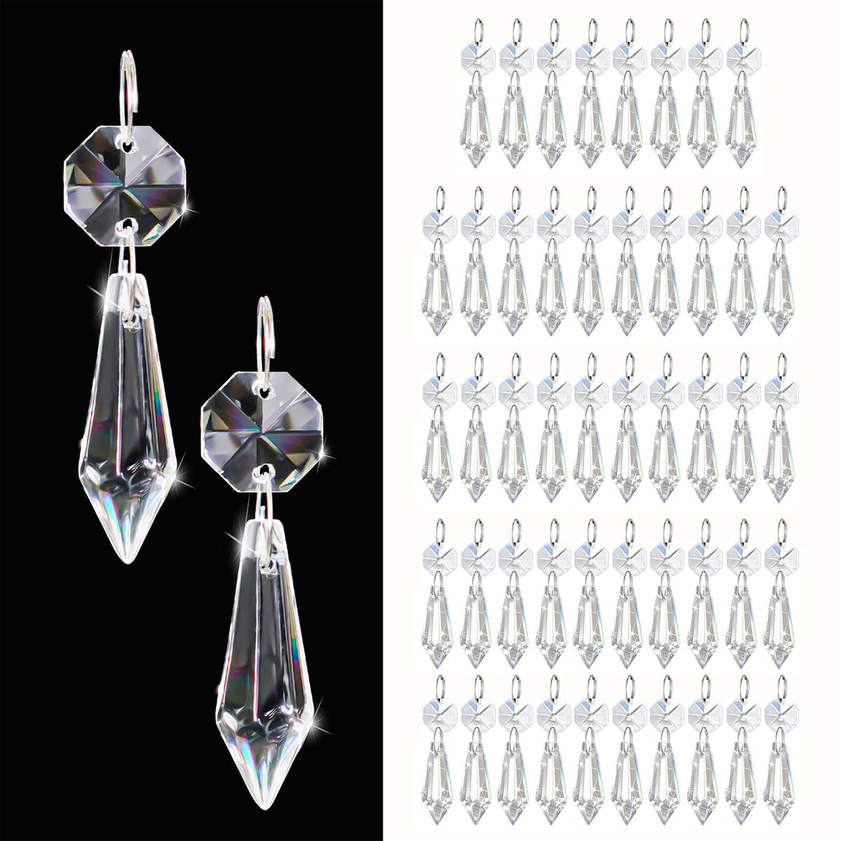 Kehail clear teardrop prism 2.4in enhances window sparkle and reflections
