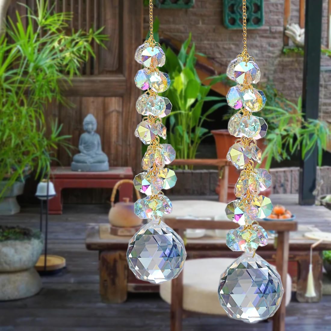 KEINIA suncatcher car decor casts colorful reflections on dash