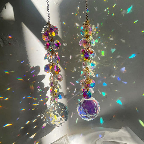 KEINIA suncatcher aurora prism 40mm catching sunlight to reveal rainbow windows