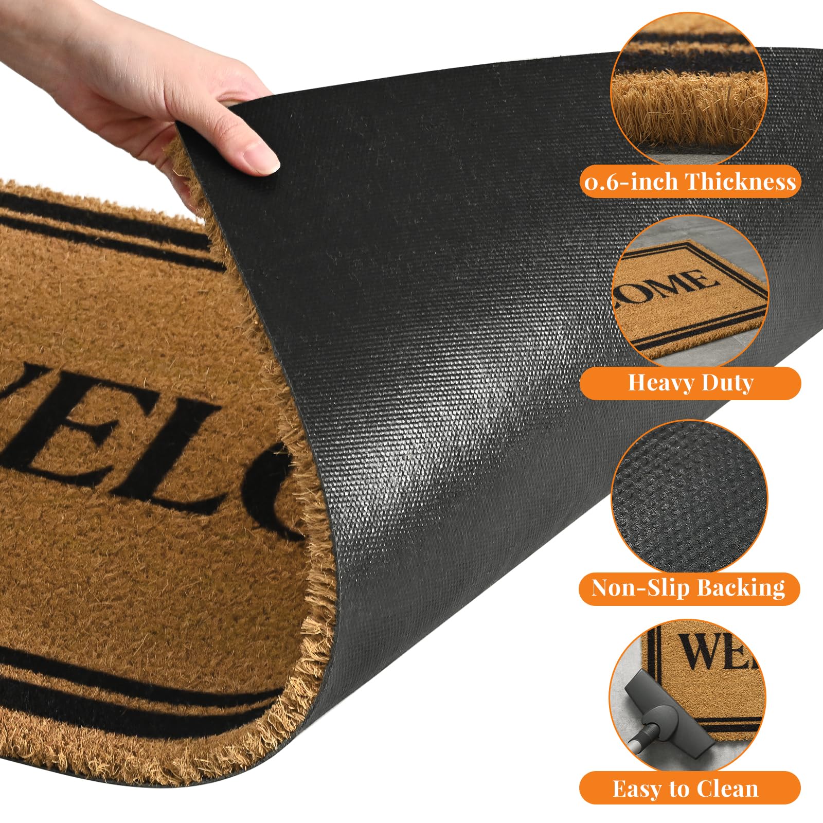 Kelarea coco fiber mat effectively scrapes dirt and debris from shoes.