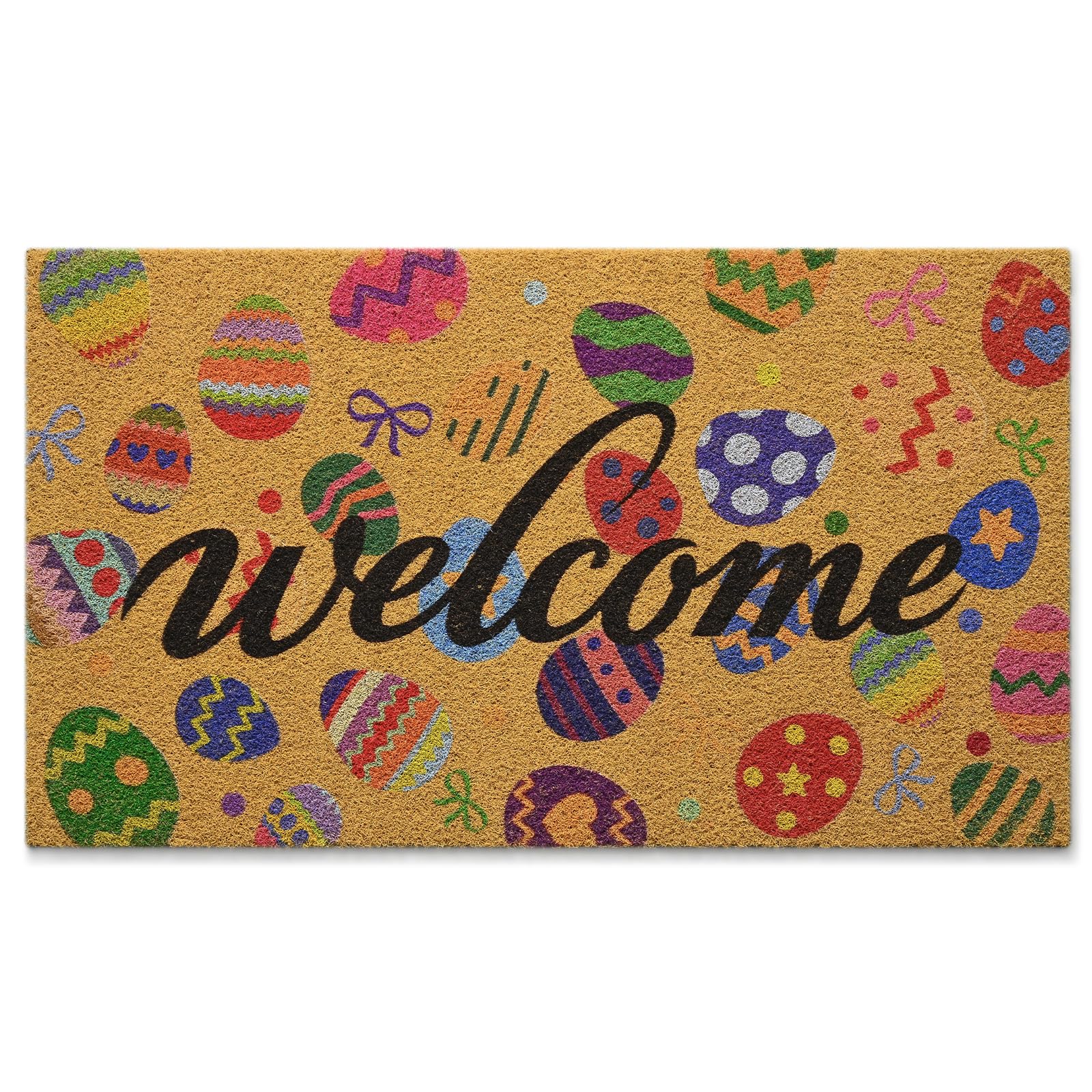 Kelarea Easter coir doormat at the front door, welcoming guests and scraping dirt.