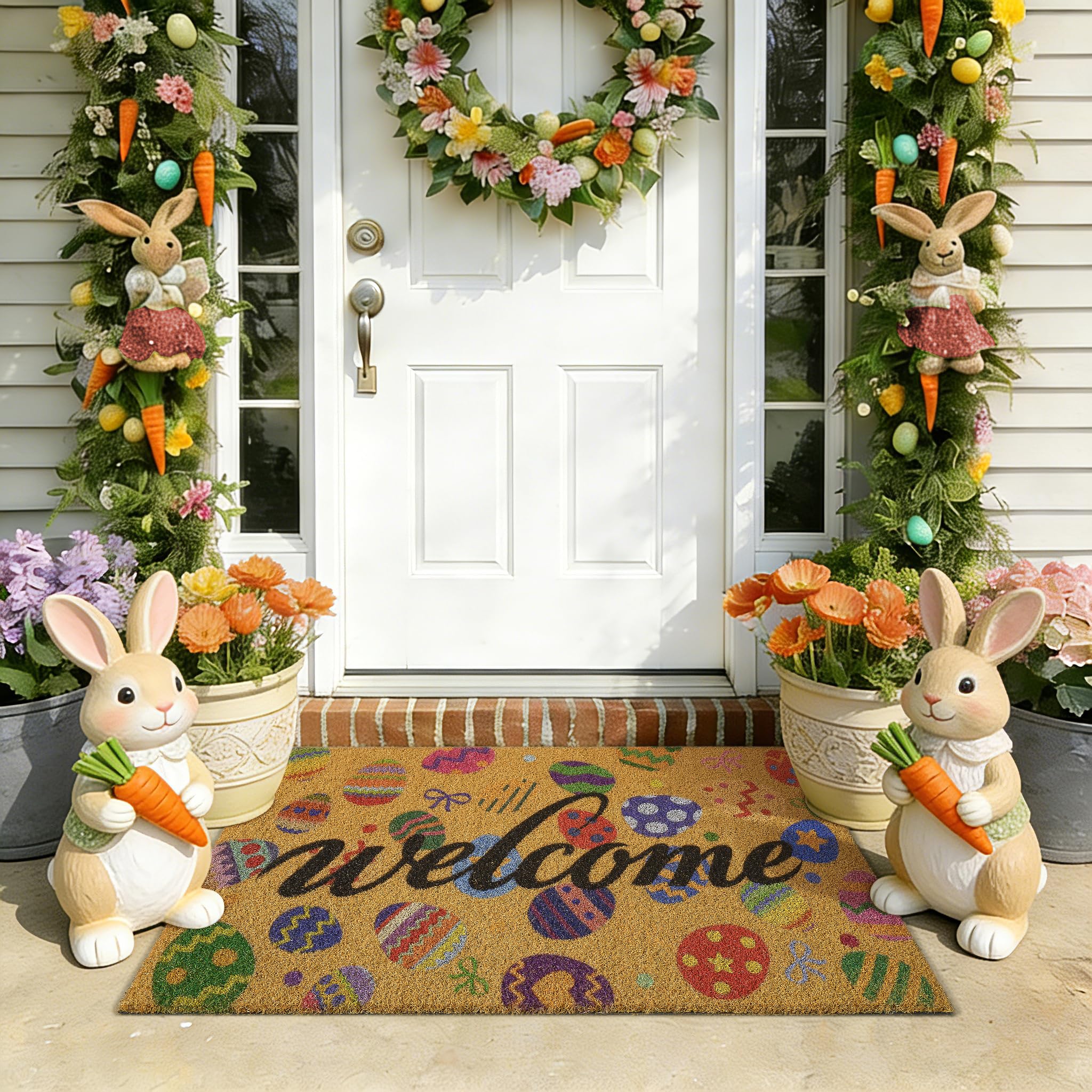 Kelarea colorful Easter eggs design brightens the entryway for seasonal charm.