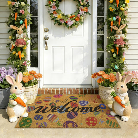 Kelarea colorful Easter eggs design brightens the entryway for seasonal charm.