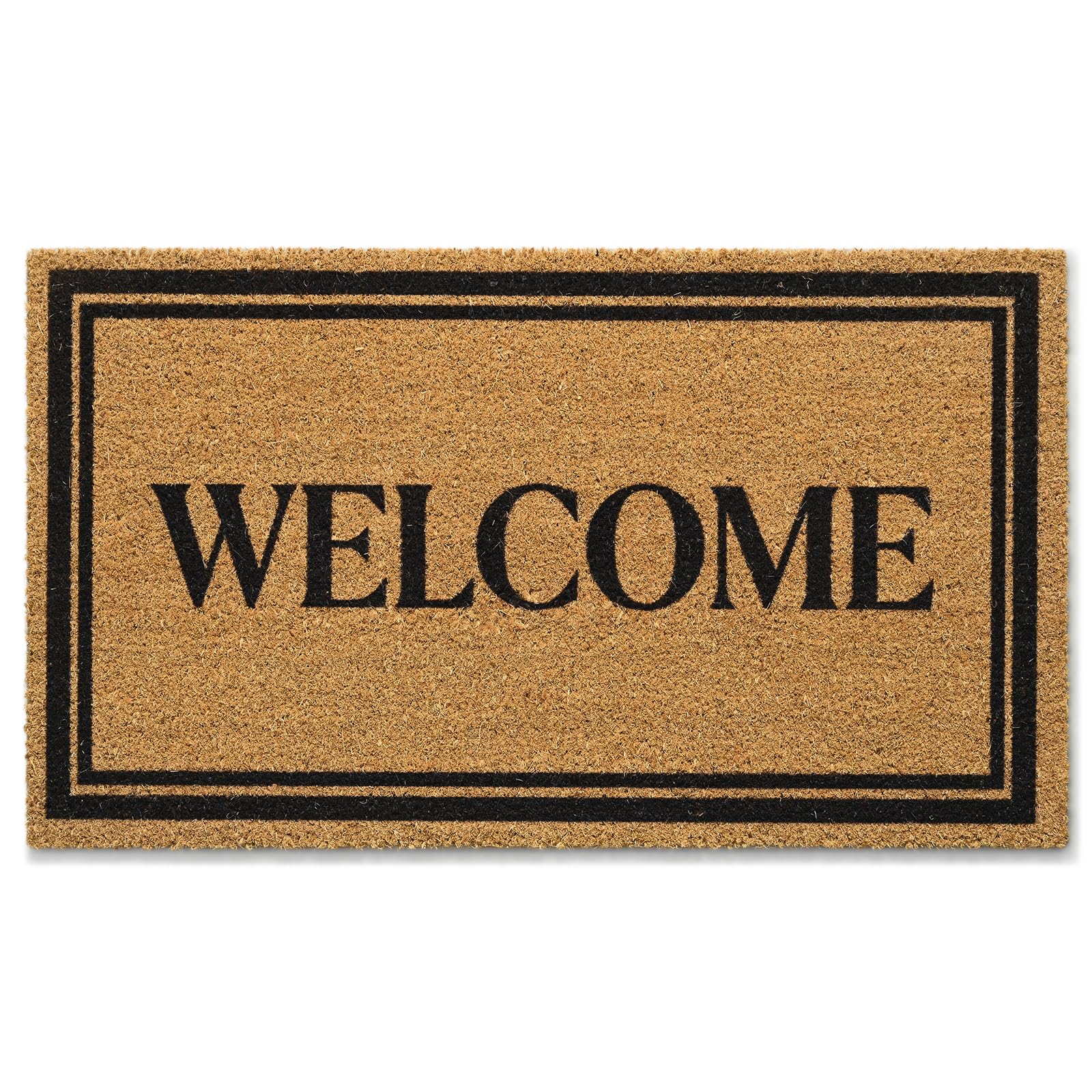 Kelarea front door mat in natural coco coir for effective dirt scraping at entrances.