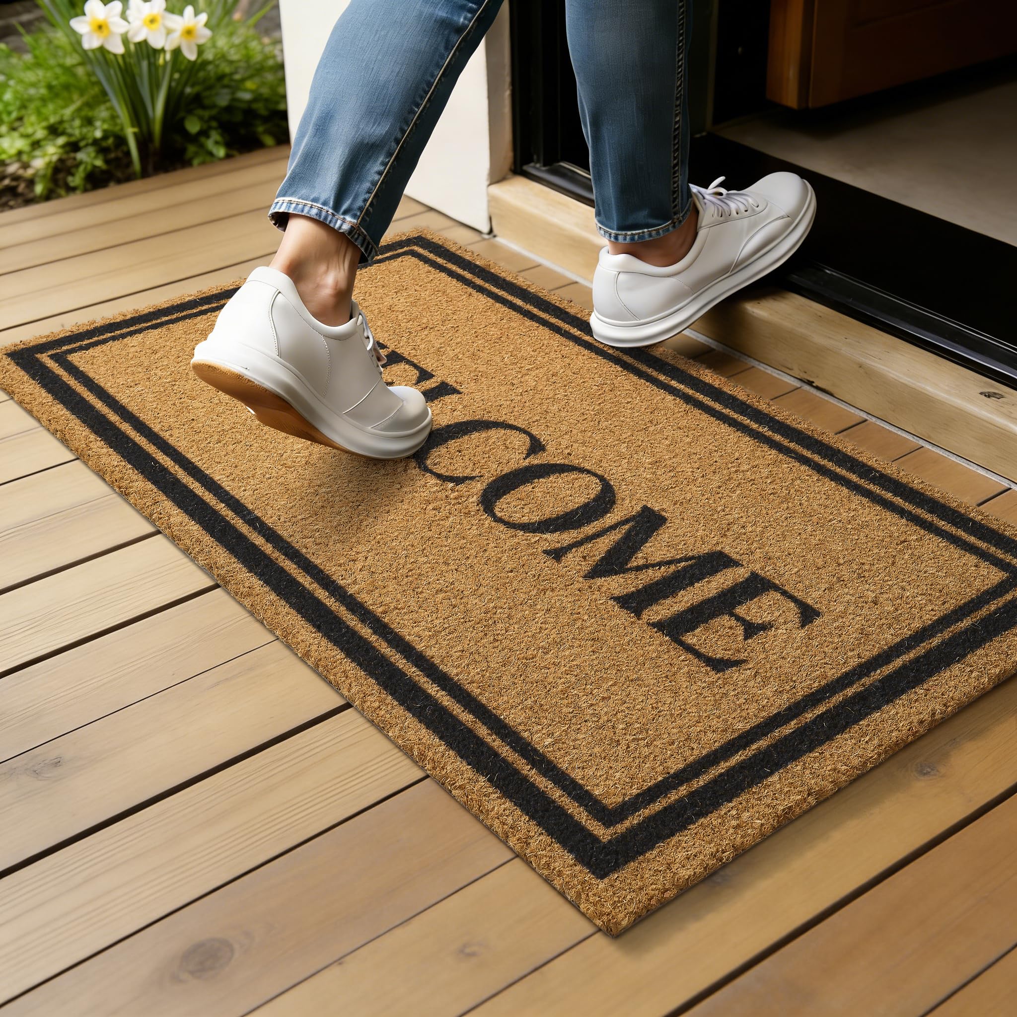Kelarea mat shows heavy-duty backing and non-slip grip to stay in place.