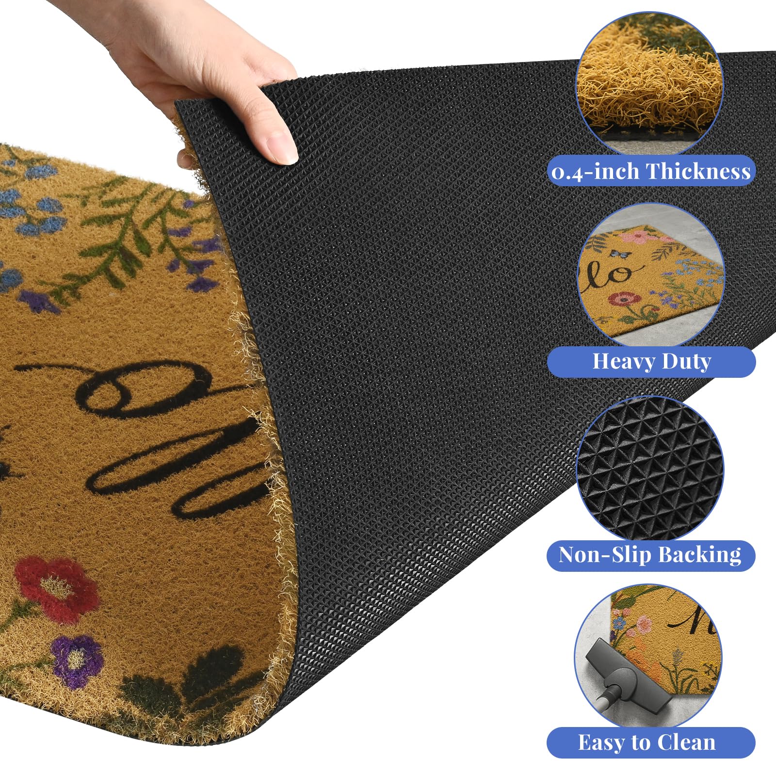 Kelarea Hello Spring door mat showcased for indoor and outdoor use