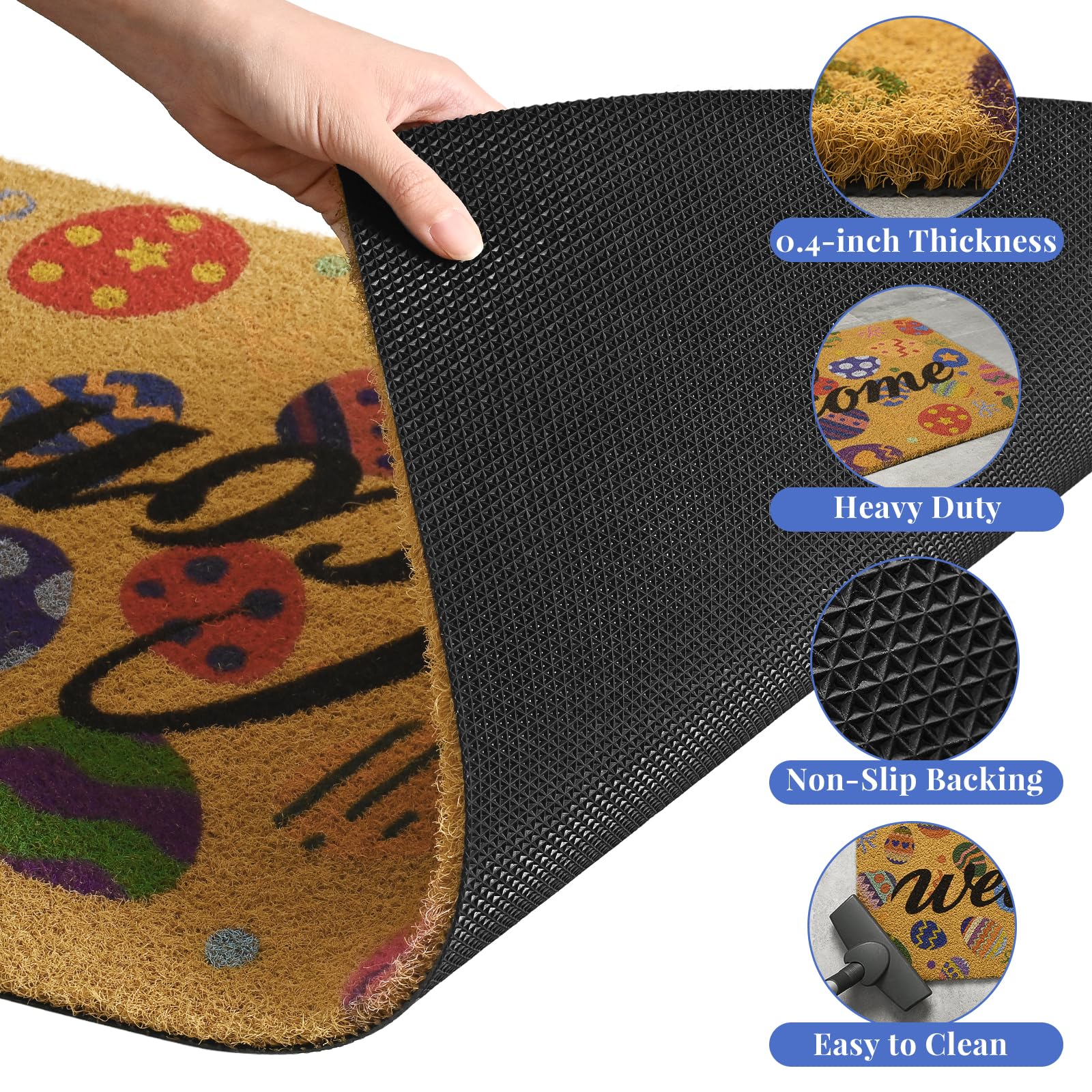 Kelarea slip-resistant backing keeps mat securely in place for safety.