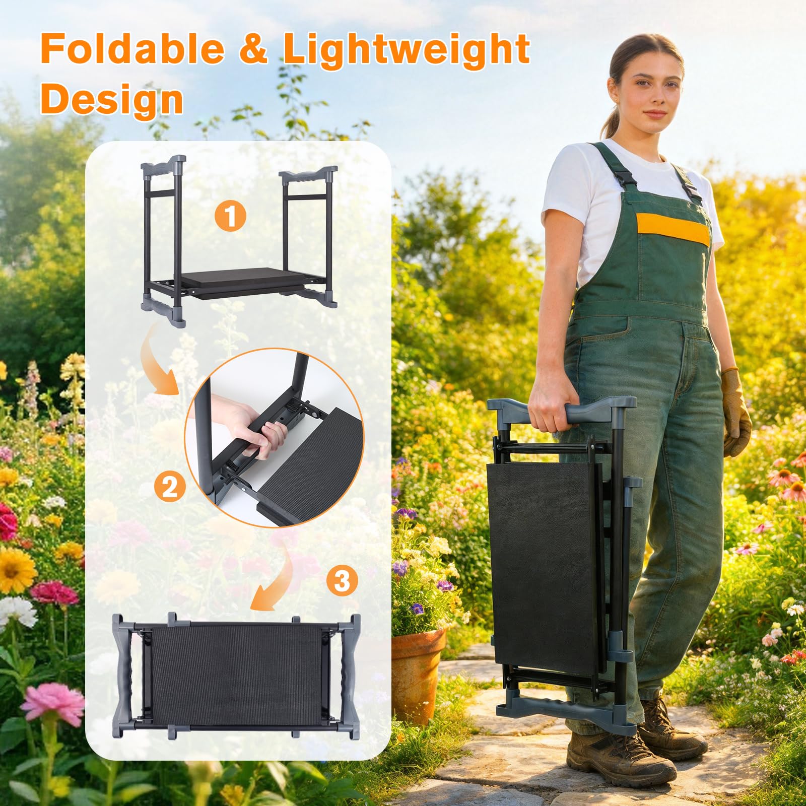 KELHOMECL garden kneeler ergonomic handles help you rise with less strain