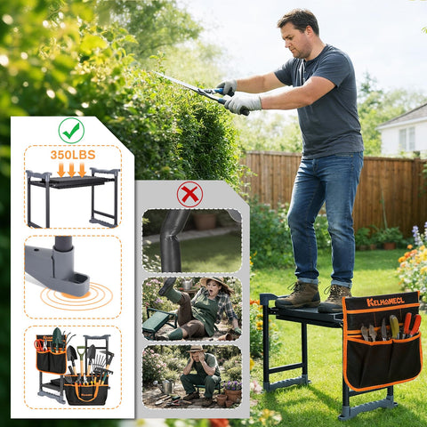 KELHOMECL garden kneeler foldable-portable design makes storage and transport effortless