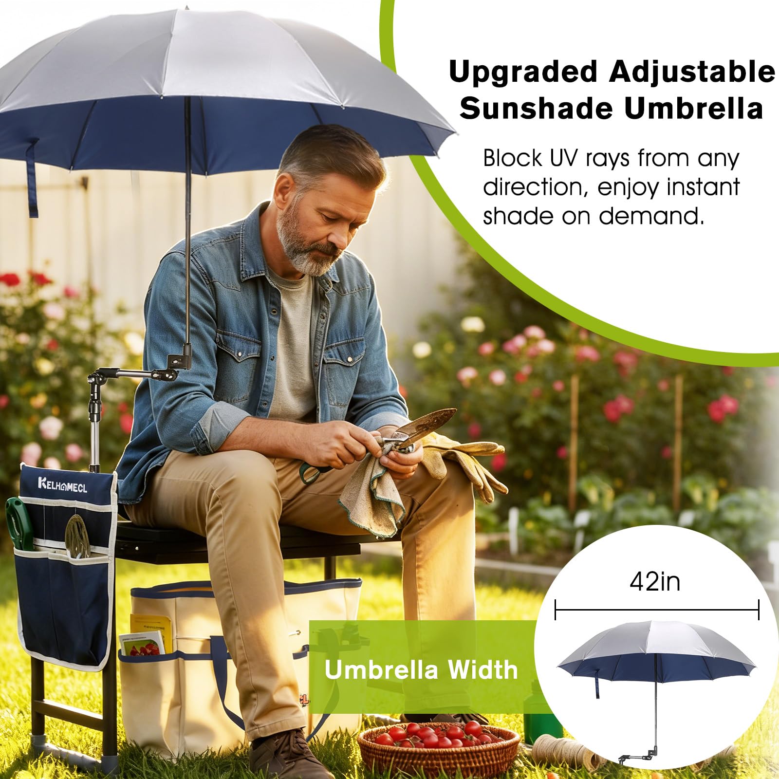 KELHOMECL garden kneeler frame shows a sturdy metal build for heavy-duty use.