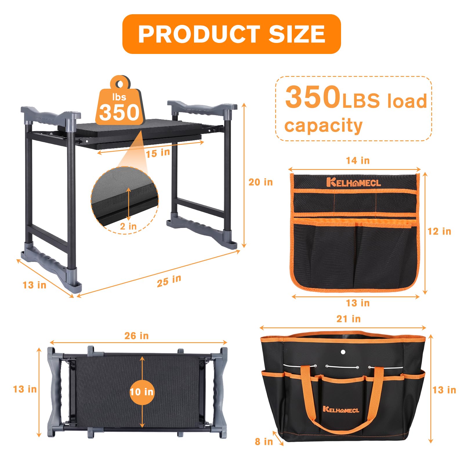 KELHOMECL garden kneeler heavy-duty frame provides reliable stability for daily outdoor tasks