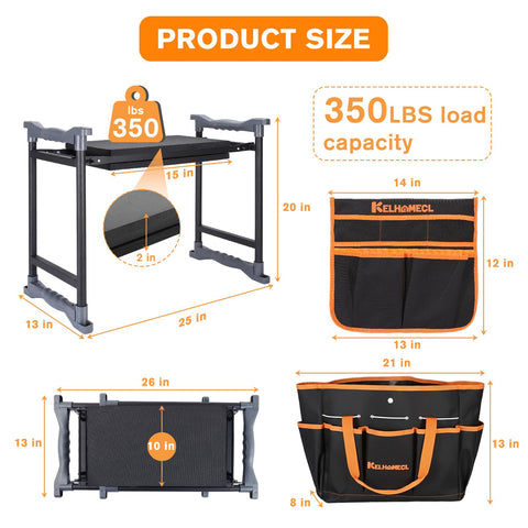 KELHOMECL garden kneeler heavy-duty frame provides reliable stability for daily outdoor tasks
