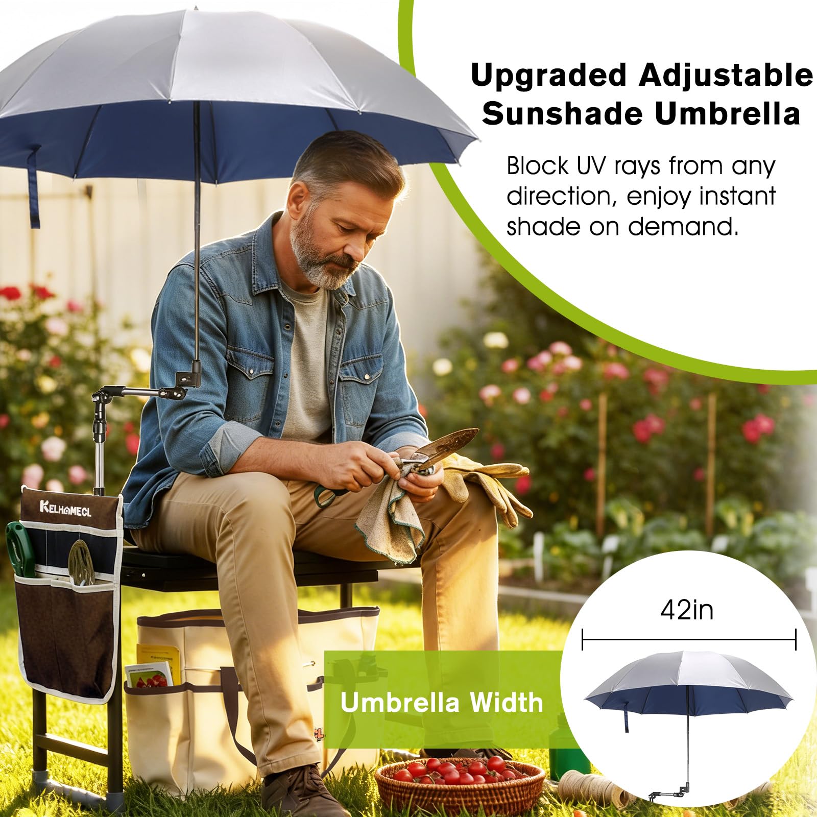 KELHOMECL garden kneeler sturdy frame for stable gardening on uneven ground