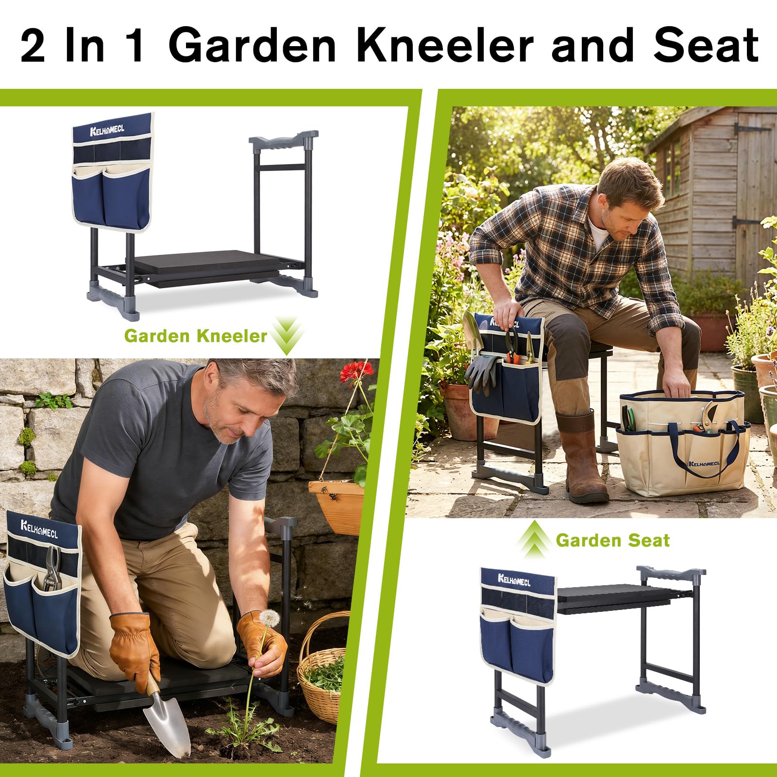 KELHOMECL handheld tool bag organizes supplies during outdoor work.