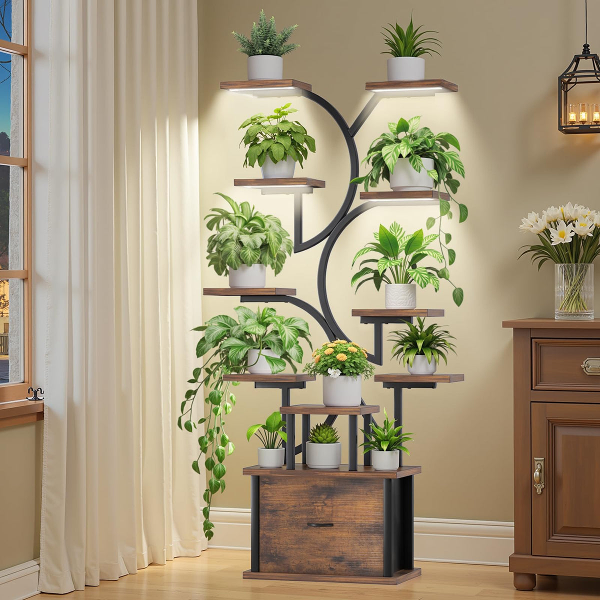 KELHOMECL plant stand with grow light, 11-tier setup for thriving seedlings and blooms.