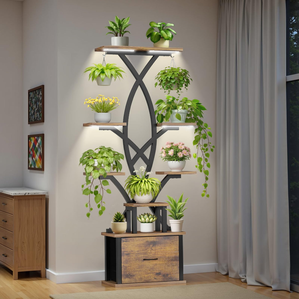 KELHOMECL plant stand with grow lights and eight tiers for versatile indoor displays.