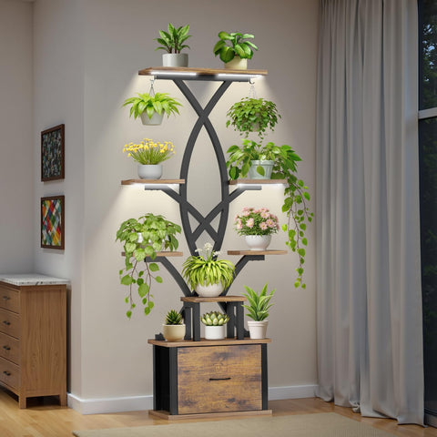KELHOMECL plant stand with grow lights and eight tiers for versatile indoor displays.