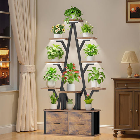 Kelhomecl plant stand with grow lights showcases a full illumination setup for thriving indoor greens.