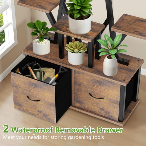 Kelhomecl waterproof removable drawers keep tools and potting supplies tidy.