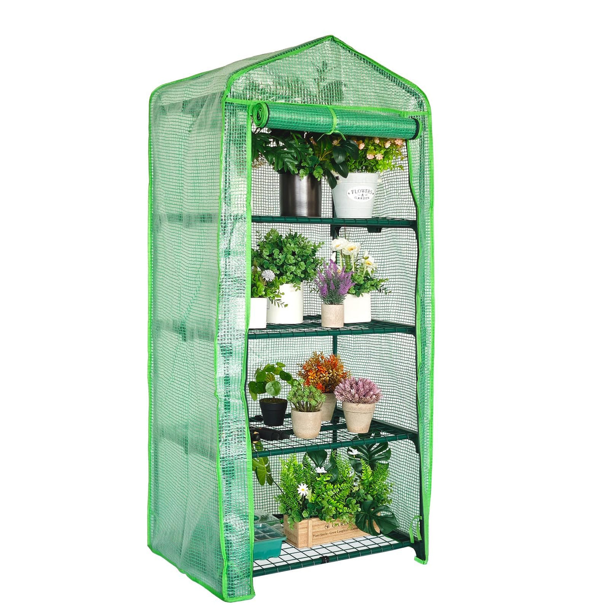Kelived 4-Tier Mini Greenhouse front view shows spacious herb shelves.