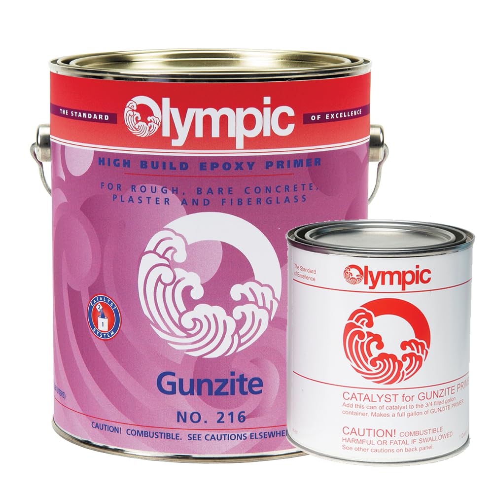 Kelley Technical Coatings Gunzite Primer on rough pool plaster; smooths surface and prepares for epoxy paints.