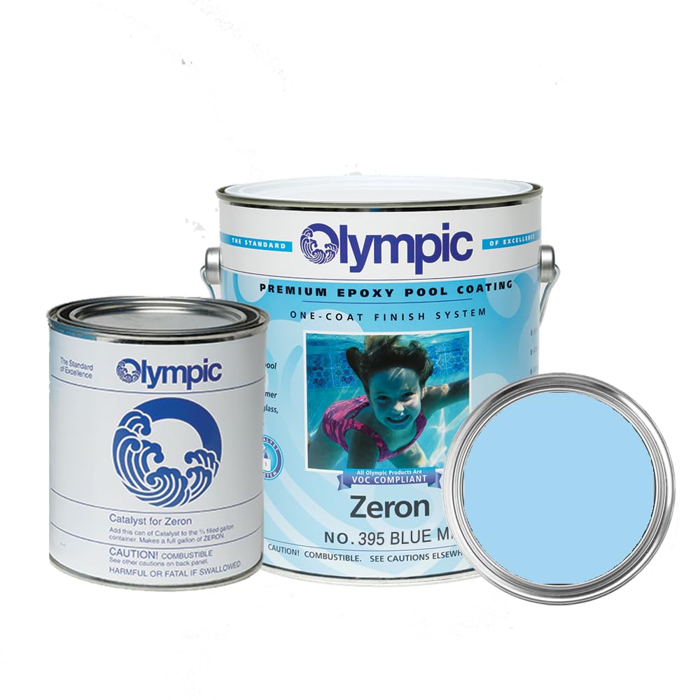 Kelley Technical Coatings Zeron Blue Mist bottle ready for high-durability pool coating.