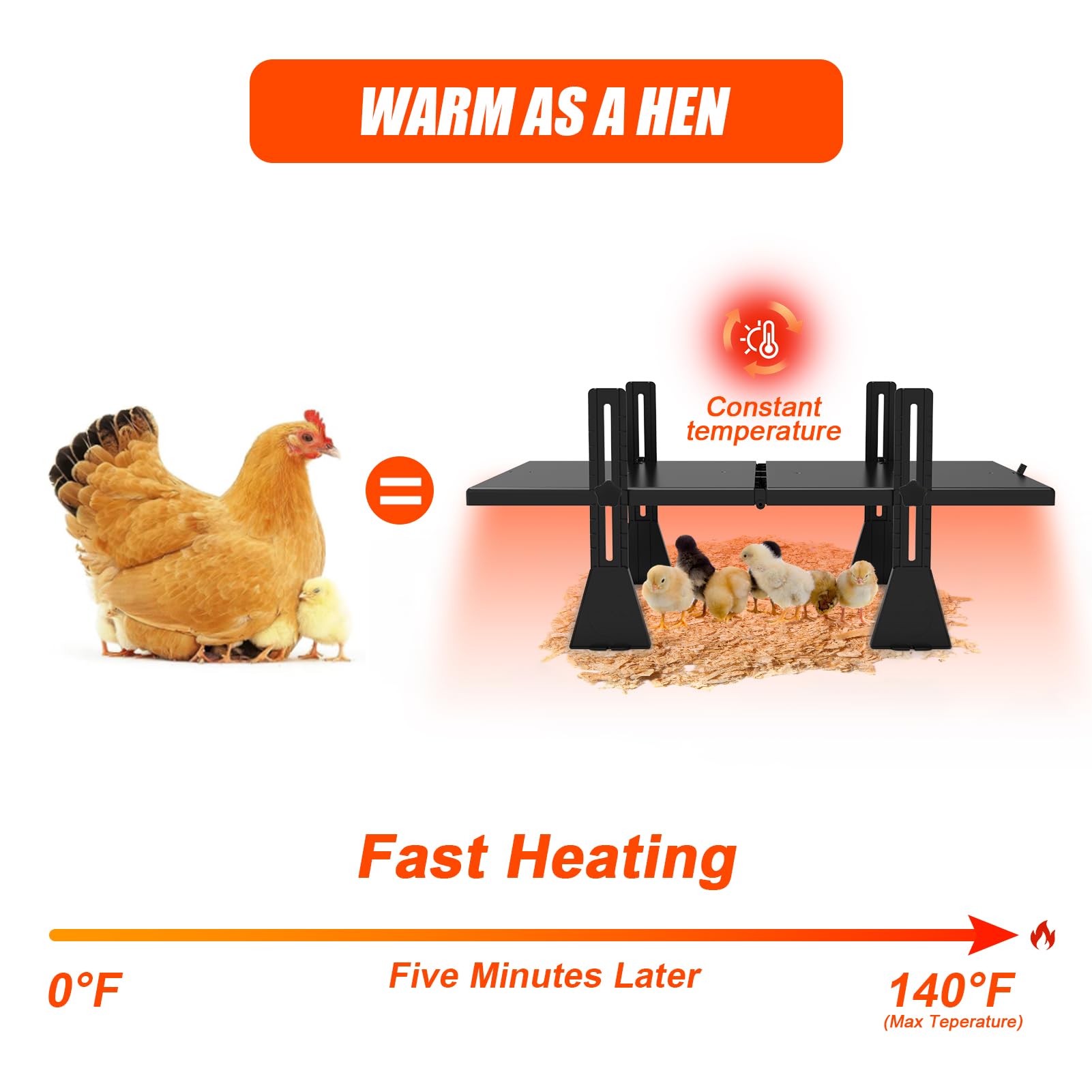 Keltne brooder heater with adjustable height legs for growth of chicks